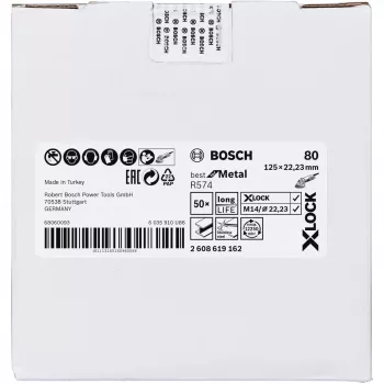 Slīpēšanas disks Bosch X-LOCK R574 Best for Metal 125 mm K 80, abrazīvs disks metālam