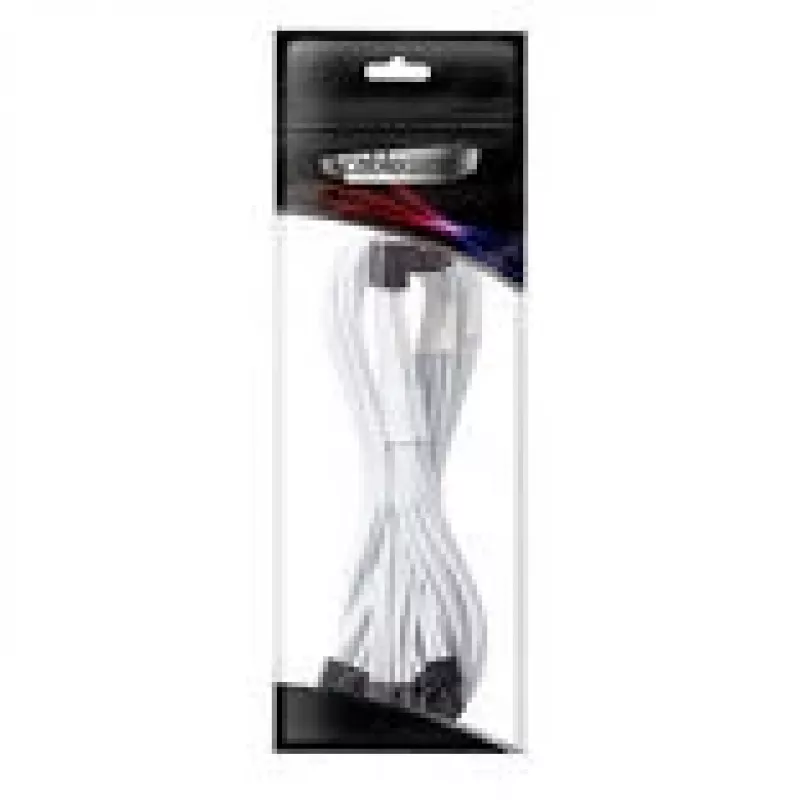 CableMod C-Series Pro savienojuma kabelis - Variants A, 90°, 16 kontaktu uz 3x8 kontaktu PCIe, balts