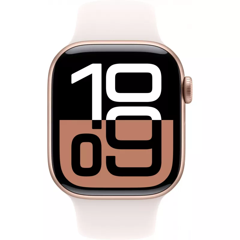 APPLE Watch Series 10 GPS 42mm rožu zelta alumīnija korpuss ar gaiši sārtu sporta siksniņu — S/M