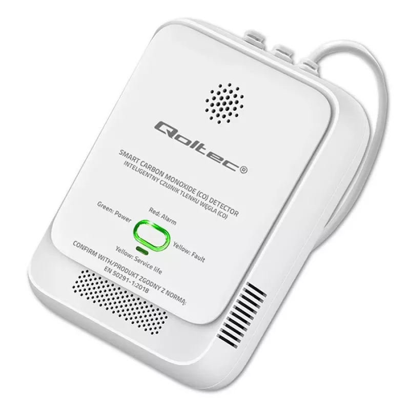 CO detektora signalizators QOLTEC 52576 — oglekļa monoksīda sensors, 85 dB signalizācija