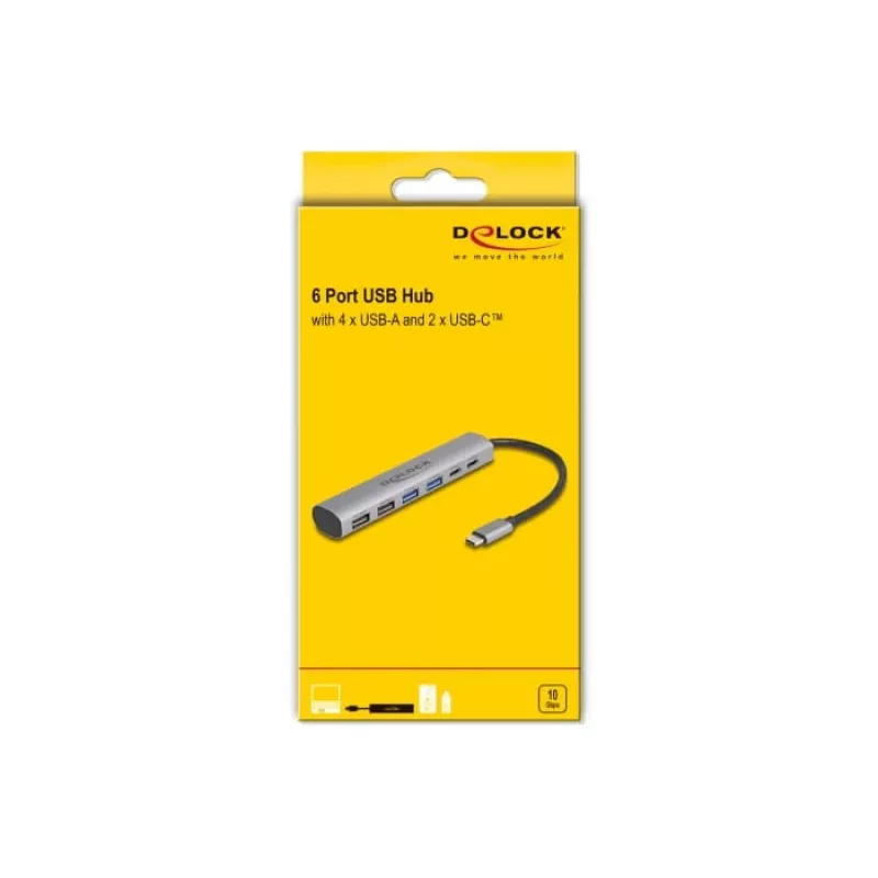 DeLOCK 64232 klēpjdatora dokstacija ar vadu USB 3.2 Gen 1 Type-A Type-C pelēka