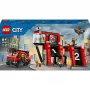 Konstrukciju rotaļlieta LEGO City Ugunsdzēsēju stacija ar grozāmo kāpņu transportlīdzekli 60414 — 843 detaļas, 5 minifigūras, 220×320×140 mm