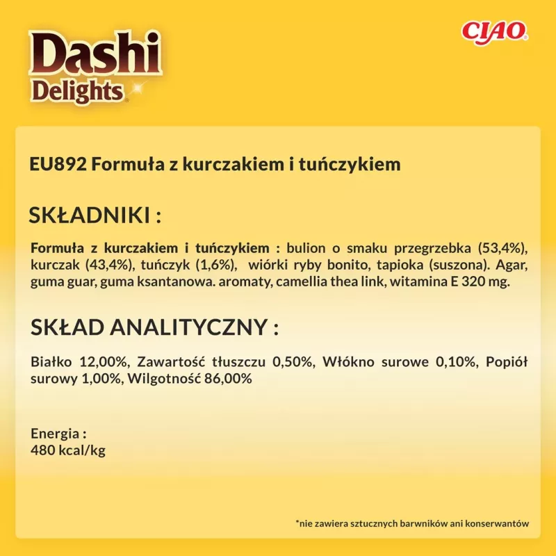 INABA Dashi Delights Delicate Flakes vistas gaļa ar tunci, slapjie kaķu kārumi, 40 g paciņa