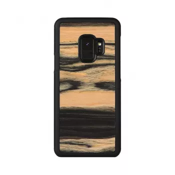 Viedtālruņa maciņš no koka Samsung Galaxy S9, balta melnkoka/melna apdare
