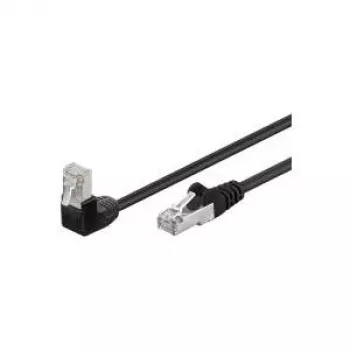 Wentronic Goobay CAT 5e komutācijas kabelis 1x 90° leņķa, F/UTP, melns, 0,5 m — CCA vara maisījums, 1x RJ45 spraudnis 90° (8P8C) (94186)