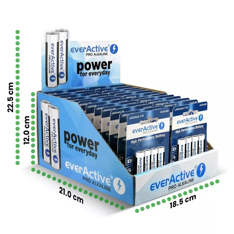 Sārmainās baterijas everActive AAA LR034BLPADIS — iepakojumā 96 gab.