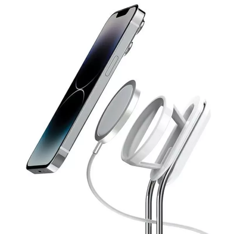 Tālruņa statīvs SODI SIM-300 sudraba MagSafe — galda turētājs MagSafe saderīgam iPhone