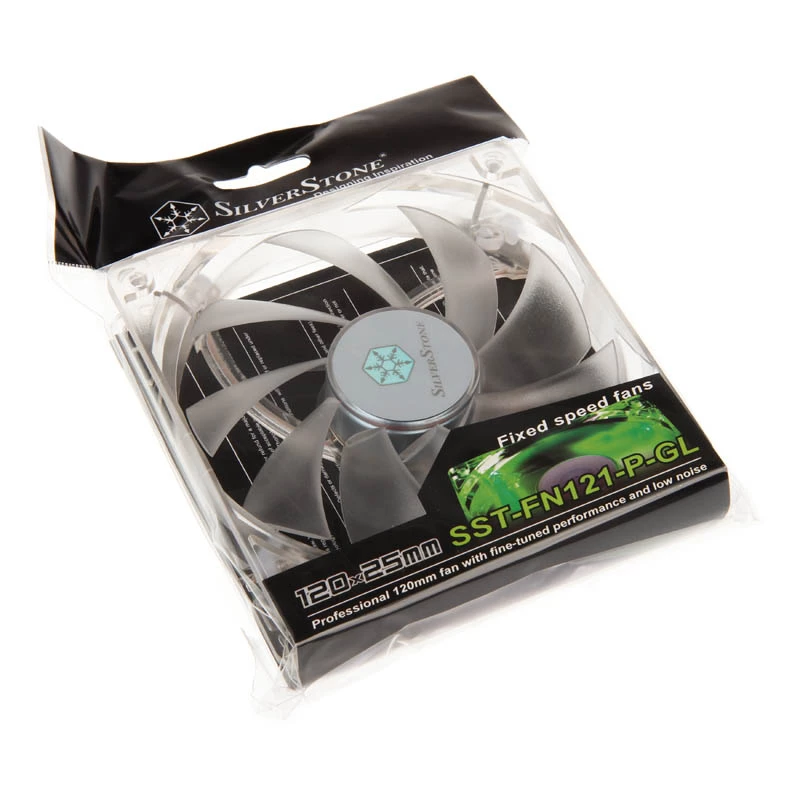 SilverStone SST-FN121-P-GL 120 mm korpusa ventilators ar zaļu LED apgaismojumu