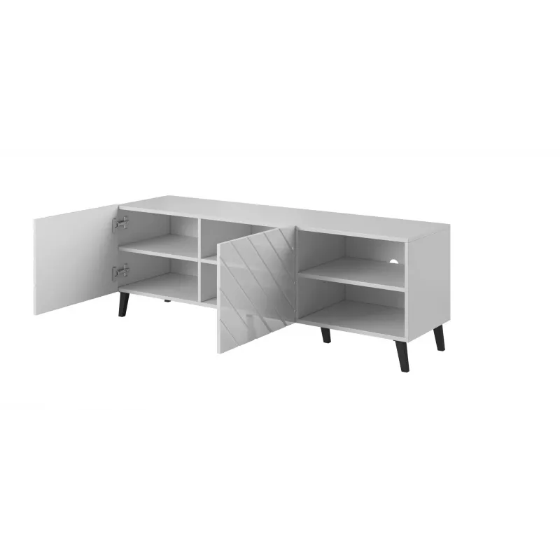 RTV skapis ABETO 150x42x52 balts/balts glancēts