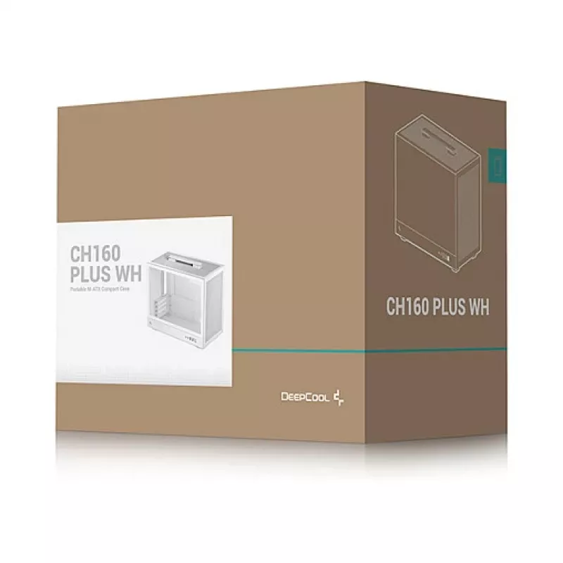Datora korpuss DeepCool CH160 PLUS WH Small Form Factor balts, microATX, rūdīts stikls, USB-C