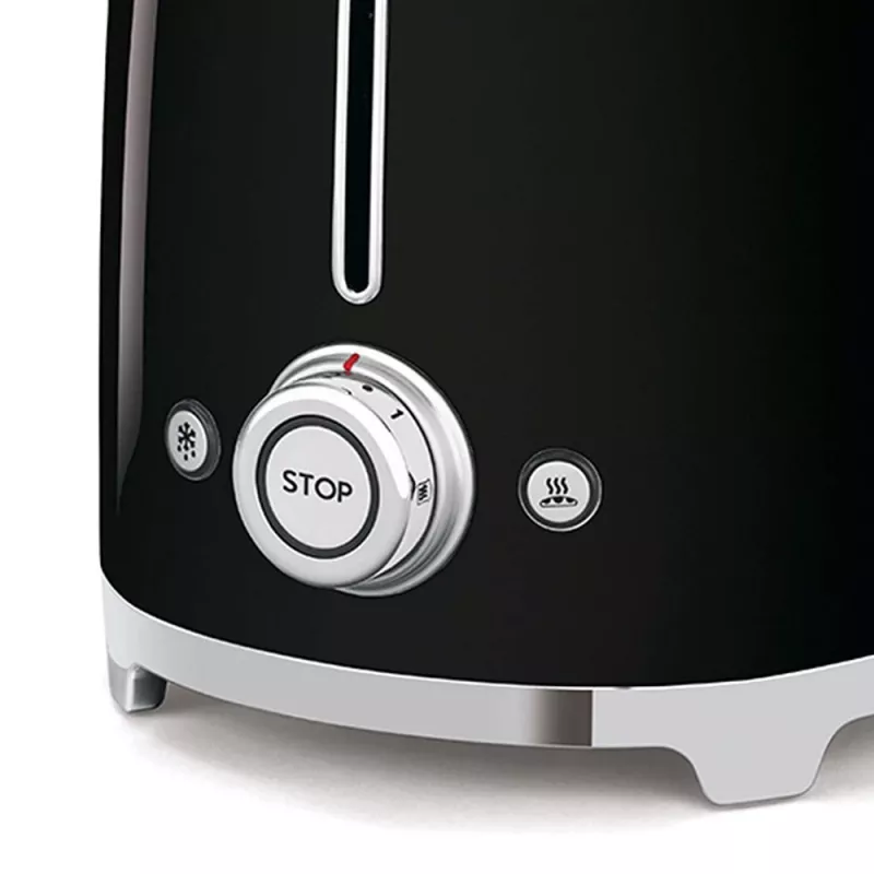 Smeg - TSF02 Toasteris 4 šķēlēm - Melns/lakots/PxAxD 41x20,8x21,5 cm/6 grauzdēšanas pakāpes/1500W