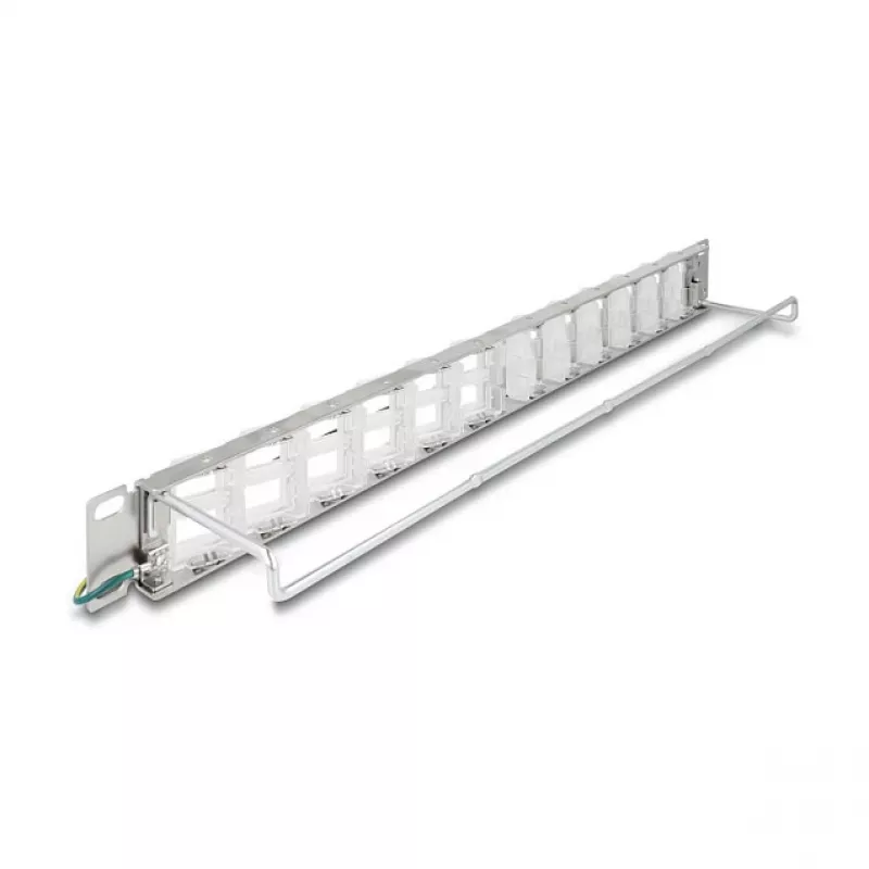 Patch panel 19 inch DELOCK 24-port keystone, noliecami porti, stiepes sprieguma samazināšana, 1U metālisks