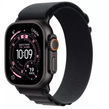 Viedpulkstenis Apple Watch Ultra 3 GPS + Cellular 49mm melns titāna korpuss ar melnu Alpine Loop siksnu (Liela)
