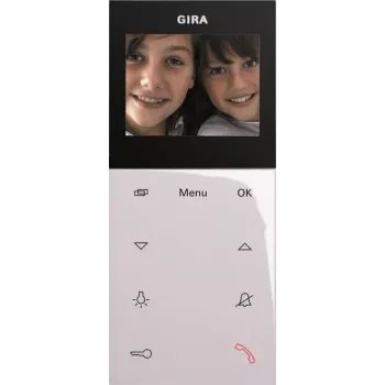 Video domofona stacija Gira AP Plus 123903 baltā krāsā — virsmas montāžas video durvju stacija