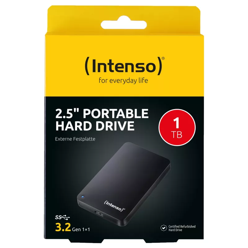 Pārnēsājams cietais disks 1 TB atjaunots, ārējais cietais disks (melns)