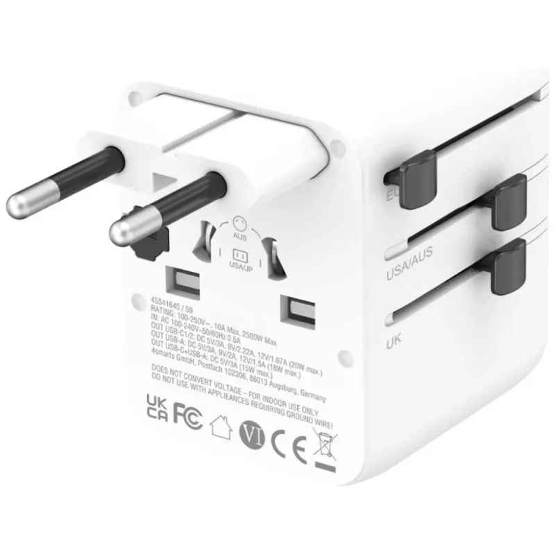 Ceļojumu adapteris 20W GaN Nomad 2xUSB-C + 1xA