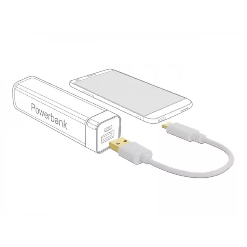 USB uzlādes kabelis DeLOCK Type-A uz USB Type-C 15 cm