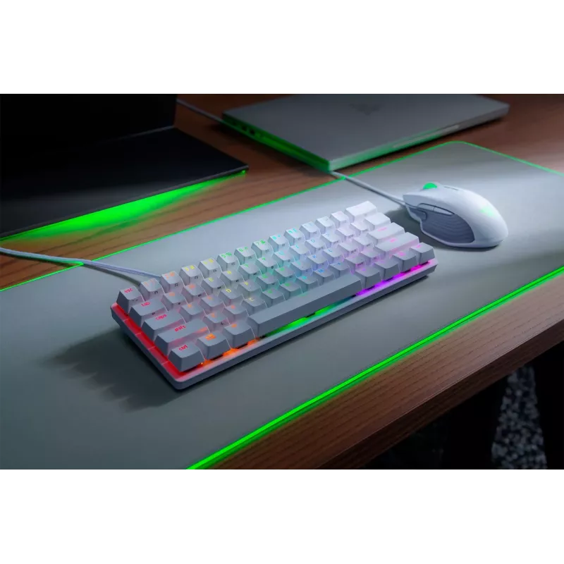 Mehāniskā spēļu tastatūra Razer Huntsman Mini 60% balta USB QWERTY US International optiskie slēdži
