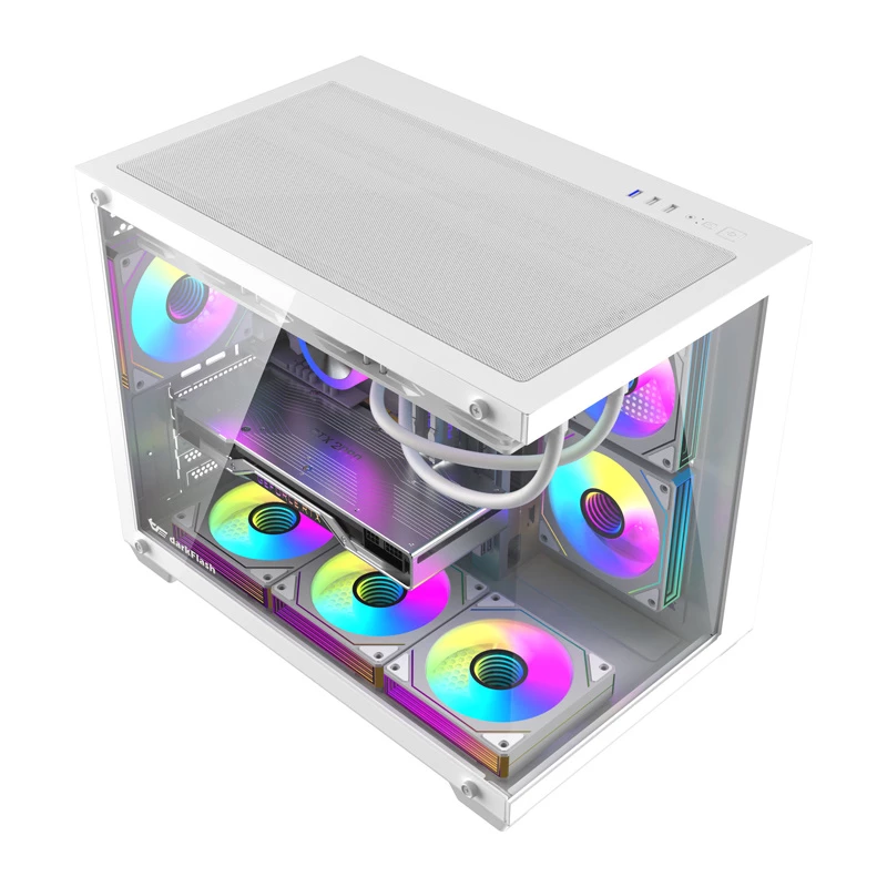 Datora korpuss DarkFlash B275 PRO (balts) ar 6 ventilatoriem