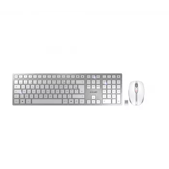 CHERRY DW 9100 plāns tastatūra Pele iekļauta Universāls RF bezvadu + Bluetooth AZERTY franču sudraba