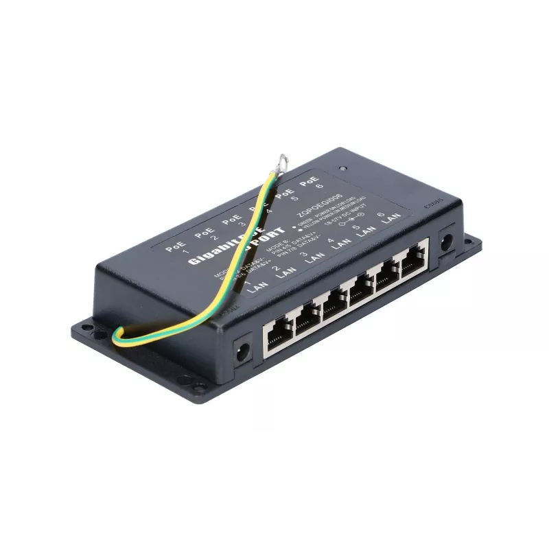 PoE inžektors Extralink Gigabit 6 Port 6x 1000Mb/s RJ45