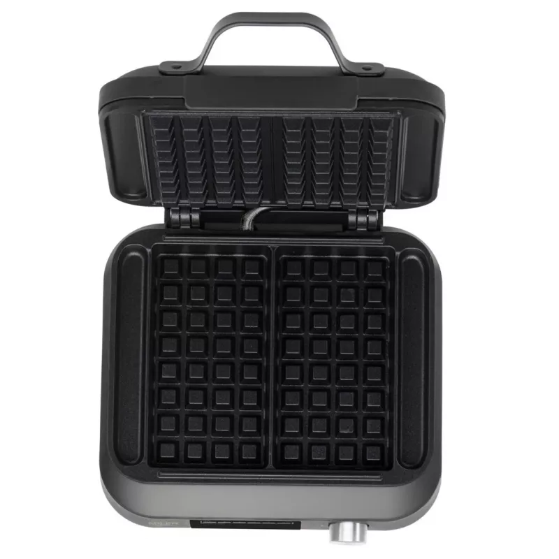 Vafeļu cepējs Adler AD 3087 — elektriskais Beļģu vafeļu dzelzs, 2200 W, 2 taisnstūrveida plāksnes 9×17 cm, melns