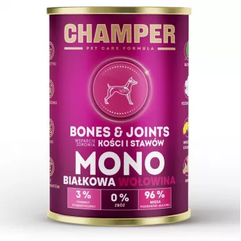 CHAMPER Kauli un locītavas Monoprotein Beef - mitrā suņu barība - 400g