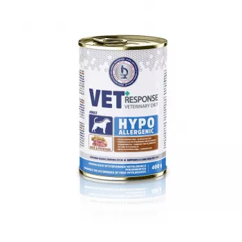 VET RESPONSE Hipoalerģiskā pīle - mitrā suņu barība - 400g