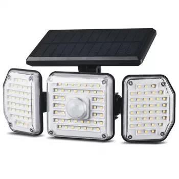 Maclean IP65 saules LED lampa ar kustības un krēslas sensoru IP65 4W 320lm 4000K Li-ion 1200 mAh 3 darbības režīmi prožektors drošībai dārzam ieejai HQ