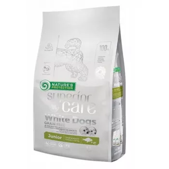 Sausā suņu barība nature’s protection Superior Care balta Dogs Grain Free Junior Small 1.5 kg — Zivs, Olbaltumvielas 26%, Tauki 15%