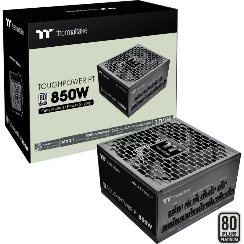 Barošanas bloks Thermaltake Toughpower PT 850W 80 Plus Gold, modelis PS-TPP-0850FNFAPE-1