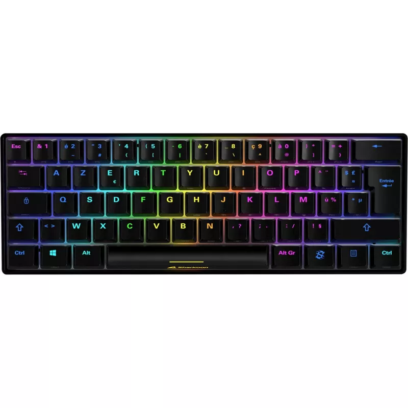 Sharkoon SGK50 S4 tastatūra spēlēm USB AZERTY franču melna 60% RGB LED