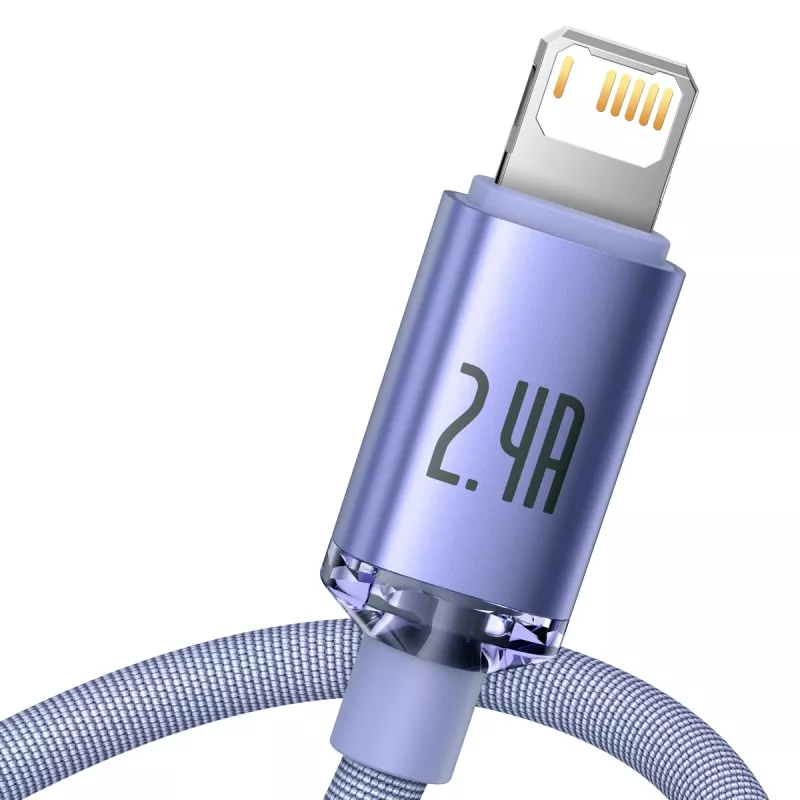 Baseus Crystal Shine kabelis USB uz Lightning, 2,4A, 2m (violets)
