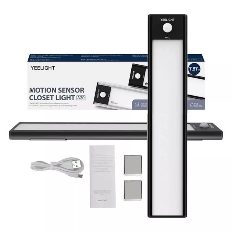 Skapja sensora gaisma Yeelight A20 20 cm 1.2 W — ar baterijām darbināma PIR LED, 100 lm, 4000 K, uzlādējama caur USB-C