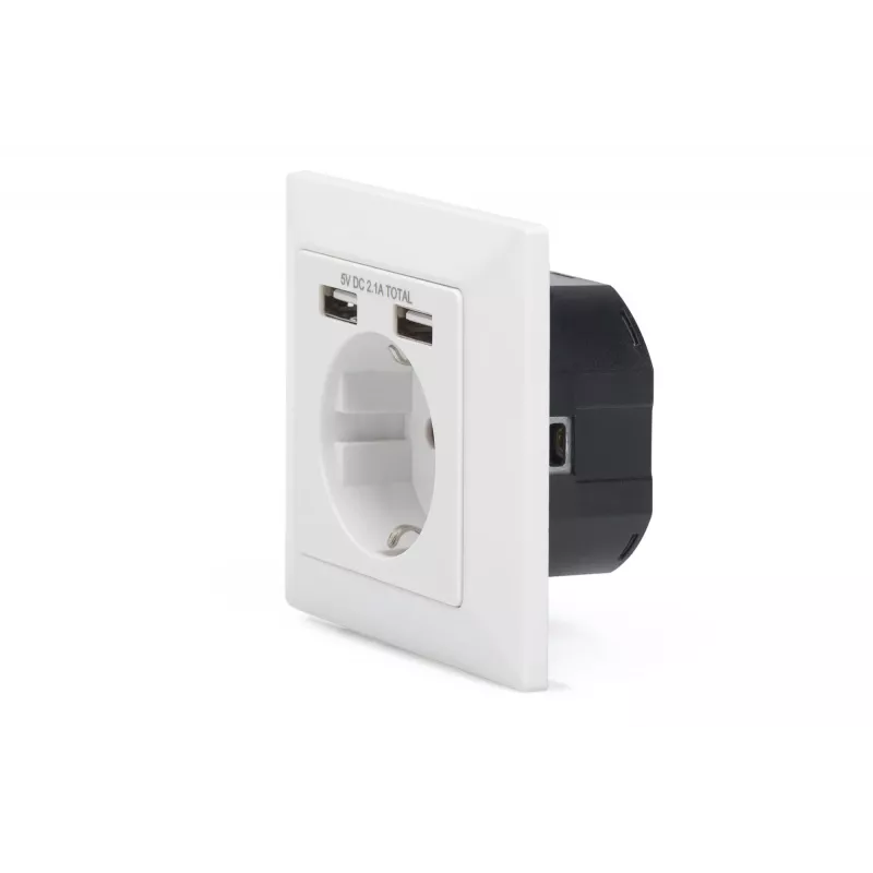 Drošības kontaktligzda iebūvējamai montāžai Digitus DA-70613 ar 2 USB portiem