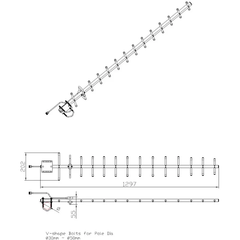 Virziena Yagi antena ALLNET ANT-868-14dbi-Yagi 868 MHz 14 dBi N-sieviešu