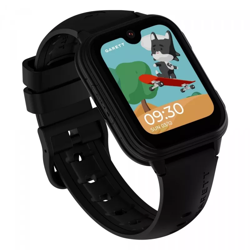 Smartwatch Garett Kids Vibe Ai 4G Melns — bērnu viedpulkstenis ar 4G, GPS izsekošanu, ūdensizturīgs