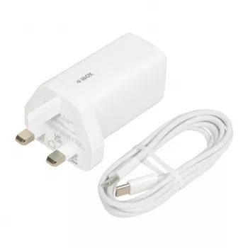 iBOX C-65 Balts, GaN 65W universāls lādētājs ar UK kontaktdakšu