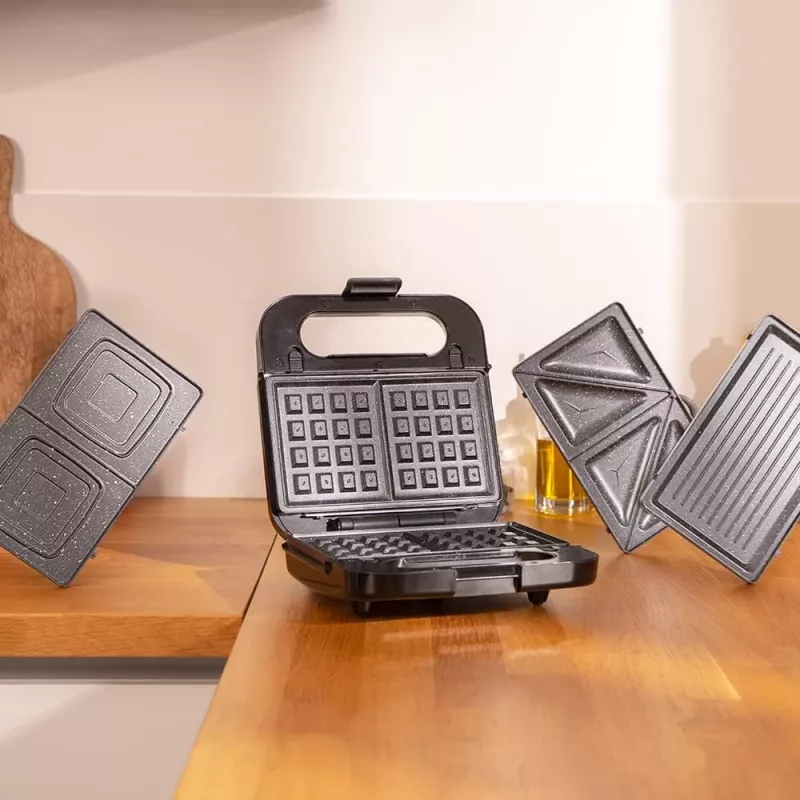 Cecotec Sendviču gatavotājs | Rock’nToast 4in1 | 1000 W | Plākšņu skaits 4 | Melns