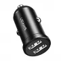 Auto lādētājs usams USA000867 — Divi USB 2×2.4A, Melns