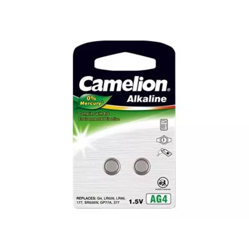 Pogas elements CAMELION AG4 / LR66 / LR626 / 377 sārmu baterijas — 1,5 V, 2 gab.