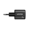 Sienas lādētājs Unitek P1128ABK01-EU — 2 portu GaN USB-C un USB-A, kopējā jauda 20W, melns