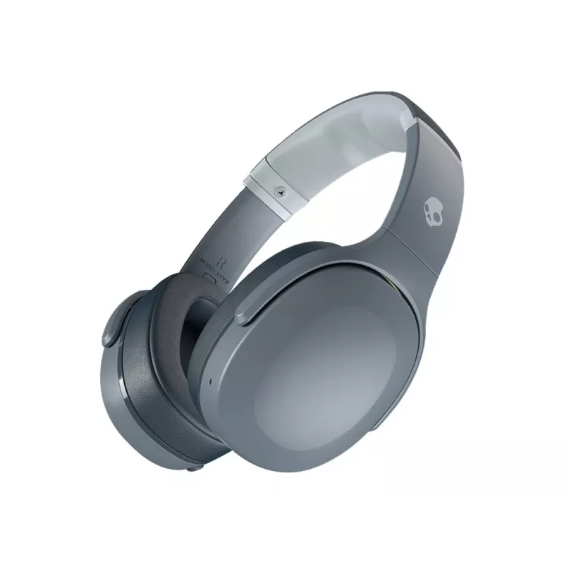 Austiņas Skullcandy Crusher Evo — vadu un Bluetooth, pelēkas, 40 h atskaņošana, USB-C, AUX, salokāmas