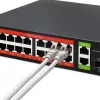 Tīkla komutators QOLTEC 52292 — Gigabit Ethernet PoE, 16x RJ45, 2x RJ45 augšupsaites, 2x SFP