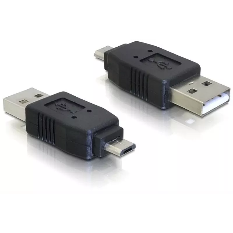Adapter USB micro-B male to USB 2.0 A-male DeLOCK 65036 Melns