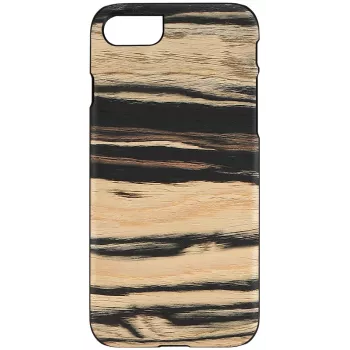 Telefona maciņš Man and Wood iPhone 7/8 — balts ar melnkoka detaļām