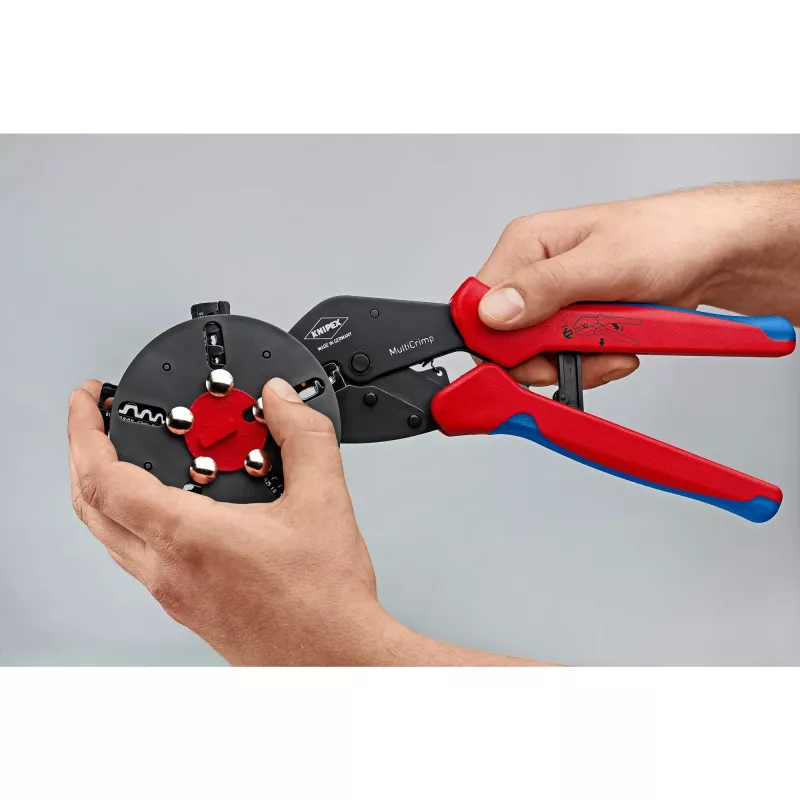 Knipex 97 33 02 kabeļu presēšanas knaibles Presēšanas rīks Zila, Sarkana
