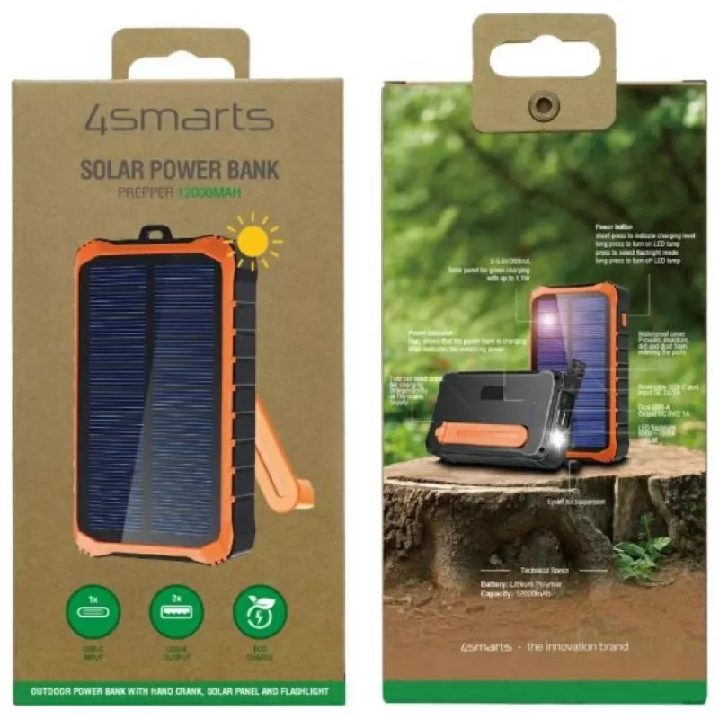 Powerbank Propper Solar 12000mAh pelēks