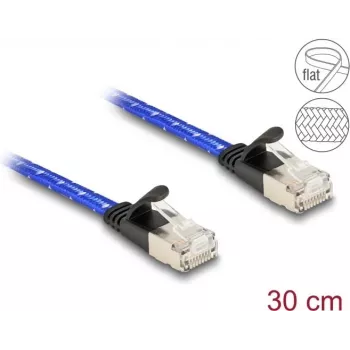 Tīkla kabelis DeLOCK RJ45 plakans Cat.6A 0,3 m zils