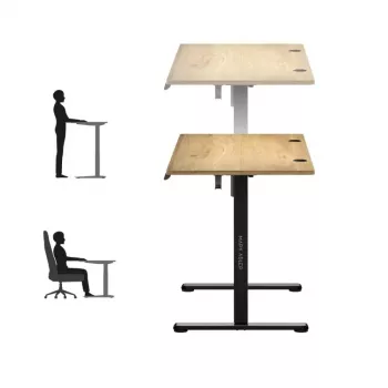 Regulējama augstuma galds Mark Adler Leader 7.0 — elektriskā augstuma regulēšana, 1200×600 mm, 72–118 cm, maks. slodze 80 kg, melns metāla rāmis, skaidu plātnes virsma